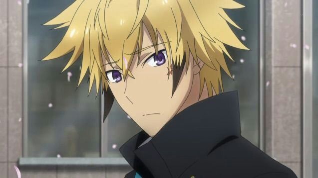 eyes with Anime purple blonde boy and hair