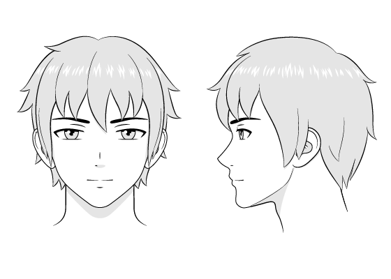 male view Anime face side
