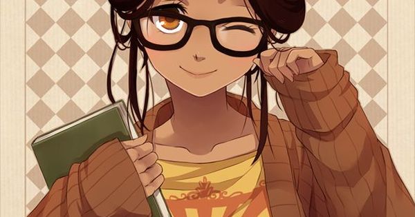 glasses Anime girl brown hair
