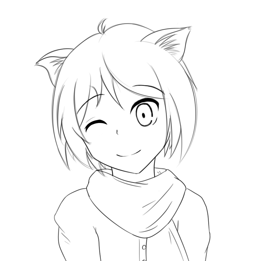 Anime cat girl drawings