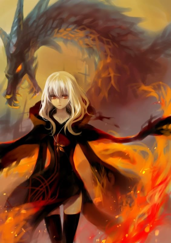 demon Anime girl fire