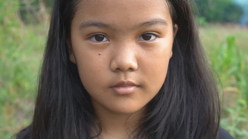 closeup Asian otngagged young