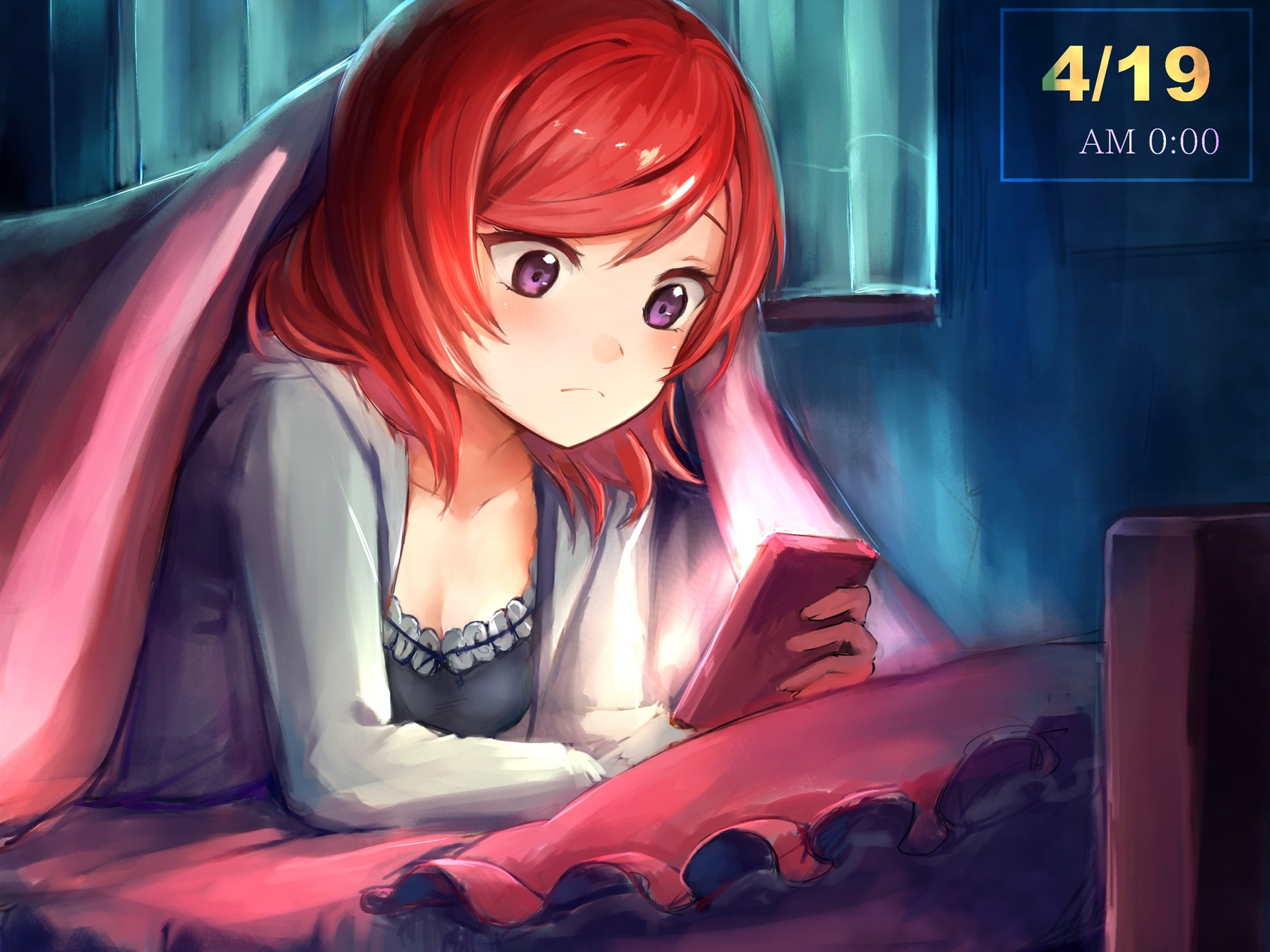 hair red with anime Cute girl