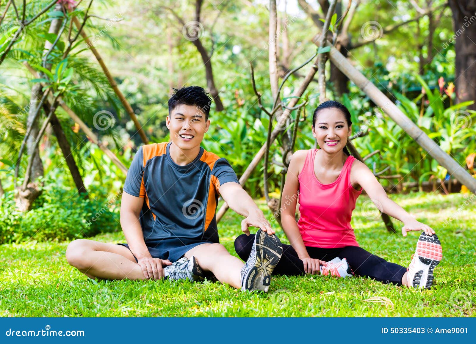 Outdoor woman asian couple