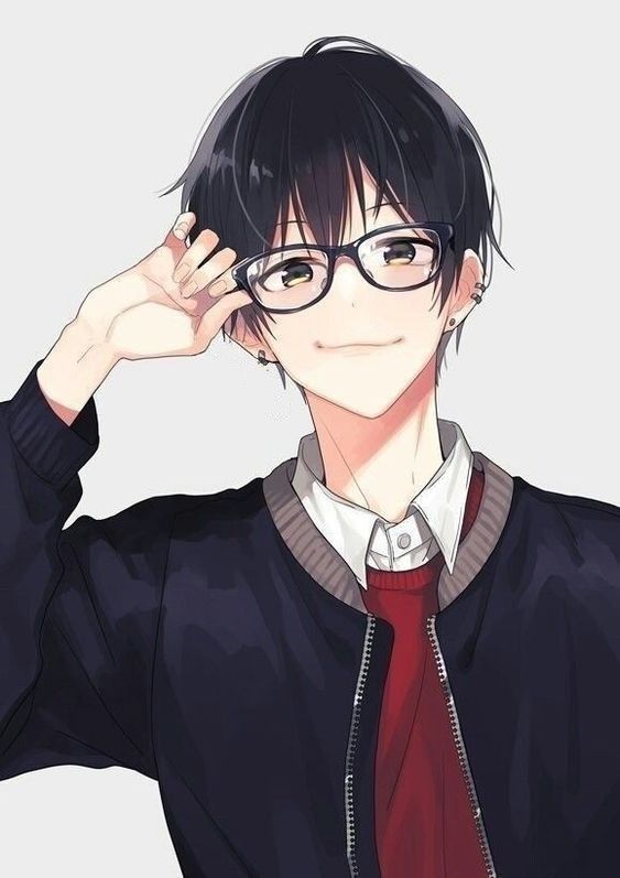 Cute anime boy with glasses