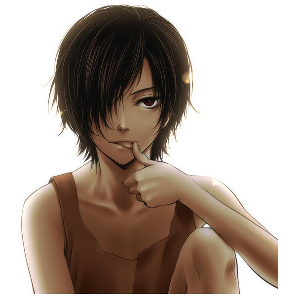 anime male hair Black eyes brown