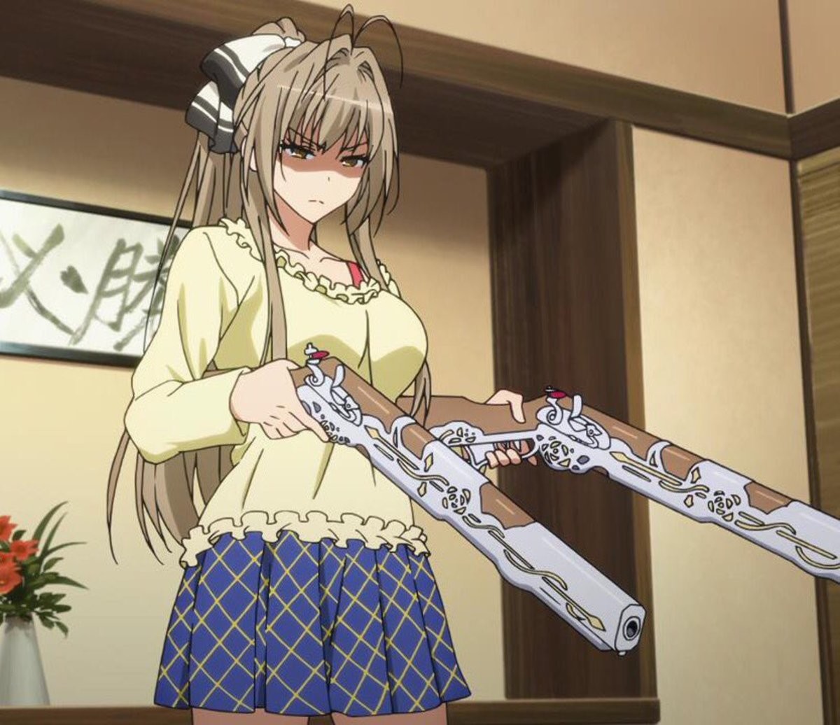 gun head girl to holding Anime