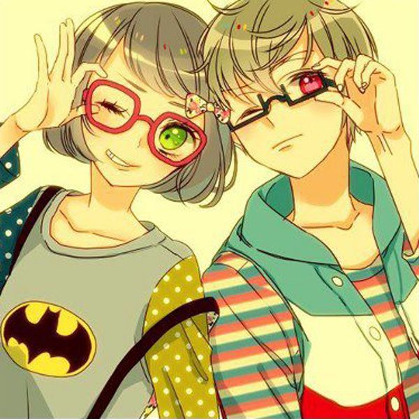 couple with glasses Anime