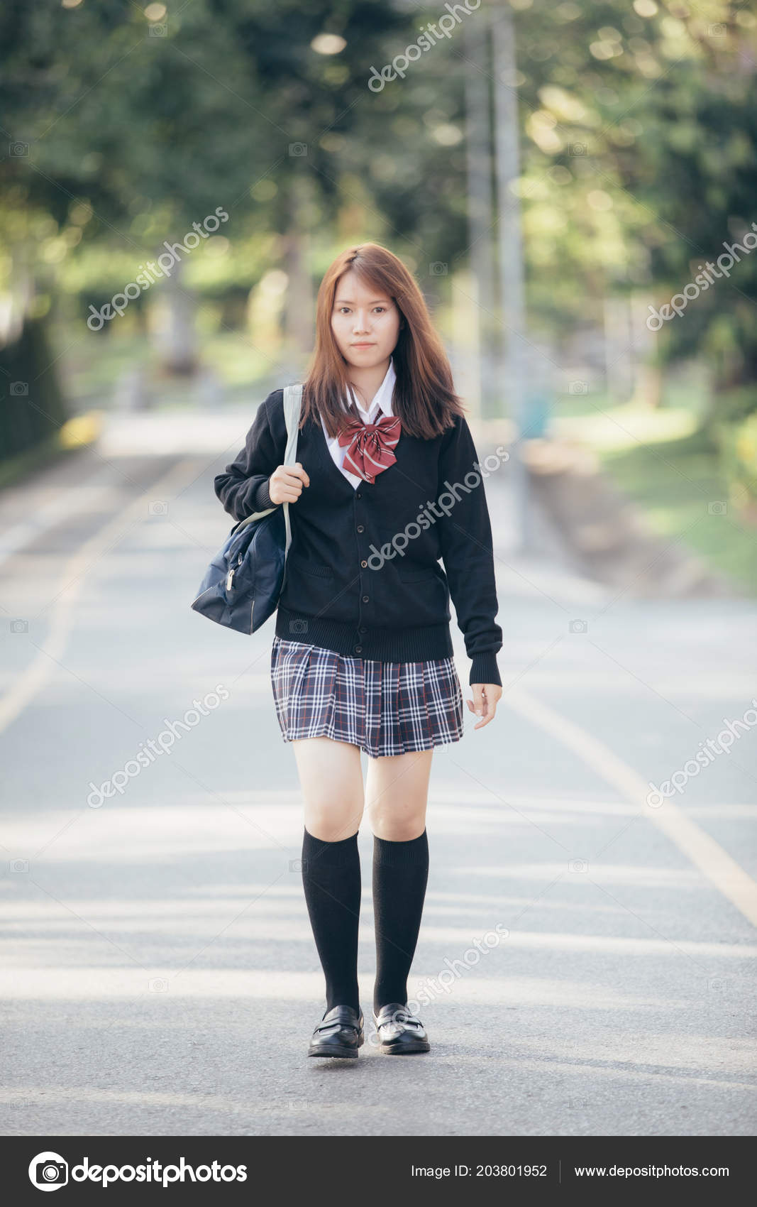 outdoor uniform asian Blonde