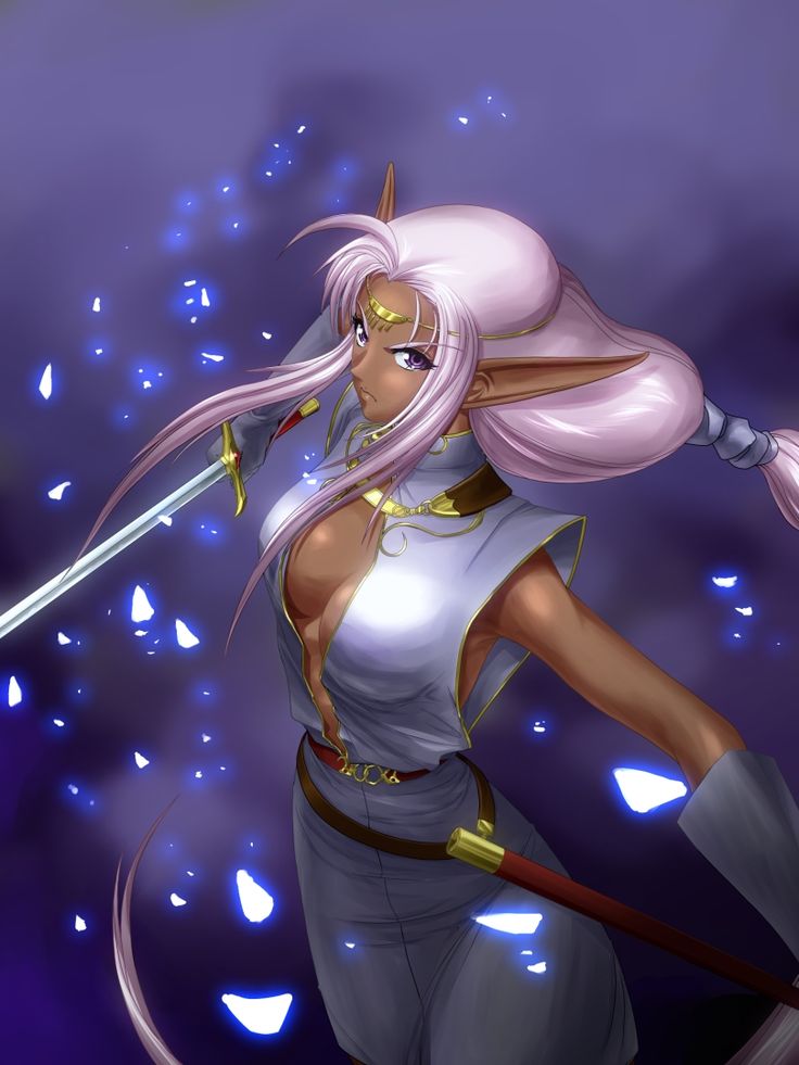 elf anime Dark skinned