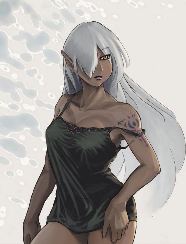 elf anime Dark skinned