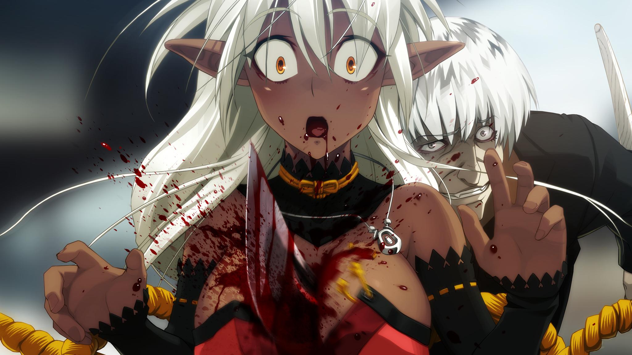 elf anime Dark skinned